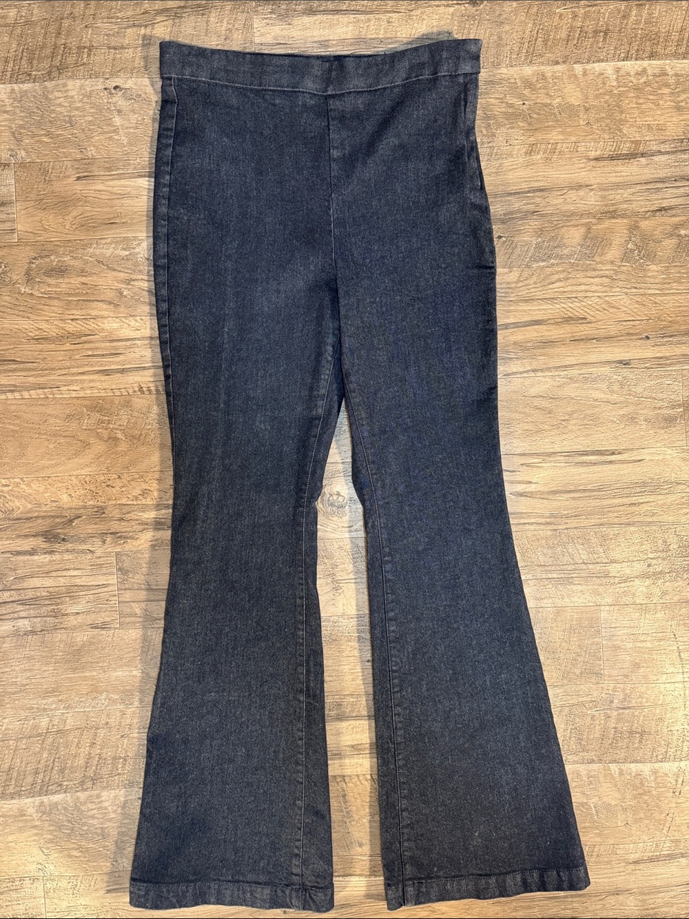 Express Women's Dark Indigo Flare Jeans - Size 10L